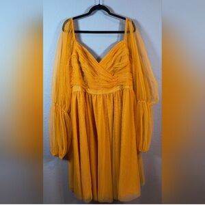 Eloquii Long Sleeve Dress in Bright Yellow